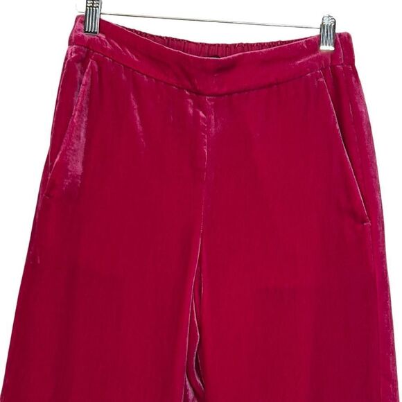 J Crew sz 0 Velvet Bright Berry Pink Pull On Peyton Pant High Rise Waist Trouser - Picture 4 of 14